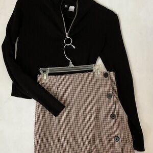 Y2K School girl mini skirt and cropped sweater top S and.skirt size M